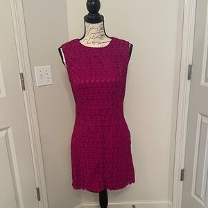 Diane von Furstenberg Magenta Lace Zarita Dress with Pockets